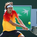 INDIAN WELLS, CA - MARCH 13:  Alexander Zverev of Germany in action in his match against Grigor Dimitrov of Bulgaria during day seven of the BNP Paribas Open at Indian Wells Tennis Garden on March 13, 2016 in Indian Wells, California.  (Photo by Julian Finney/Getty Images)
