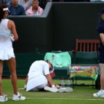 **** during the **** against **** on day four of the Wimbledon Lawn Tennis Championships at the All England Lawn Tennis and Croquet Club on June 30, 2016 in London, England.