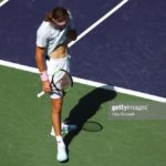 INDIAN WELLS, CALIFORNIA - MARCH 09: Stefanos Tsitsipas of Greece shows his emotion during his straight sets defeat against Felix Auger-Aliassime of Canada during their men's singles second round match on day six of the BNP Paribas Open at the Indian Wells Tennis Garden  on March 09, 2019 in Indian Wells, California. (Photo by Clive Brunskill/Getty Images)
